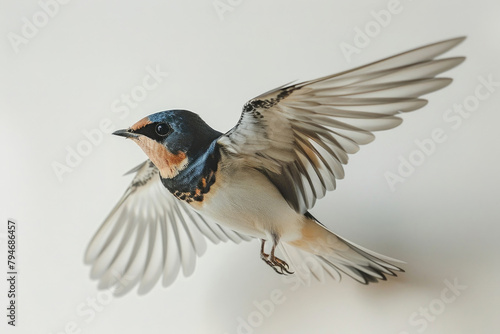 A swallow swoops, agile and quick