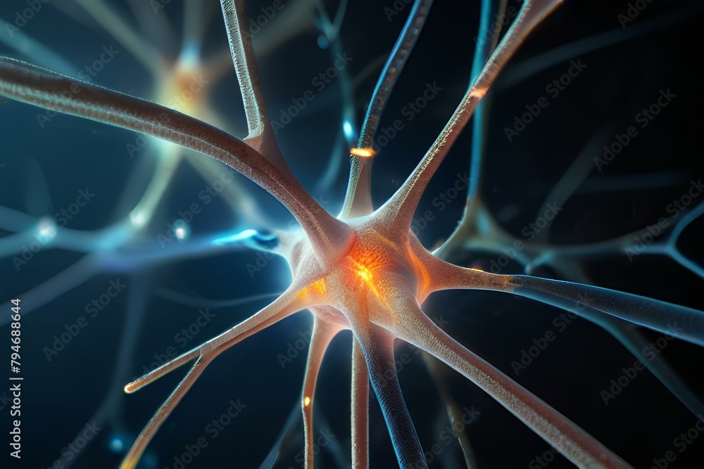 Neurons sending brain activity firing biology electrical nerve signal ...