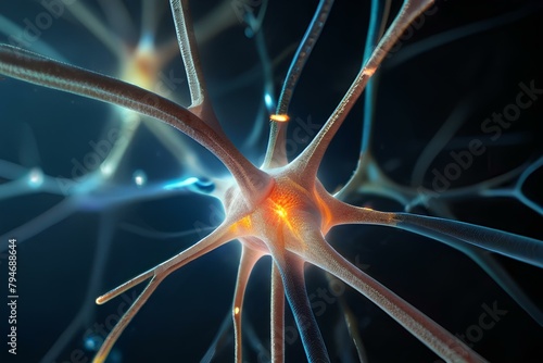 Neurons sending brain activity firing biology electrical nerve signal neurotransmitter chemical receptor cell  neural medical surgery photo
