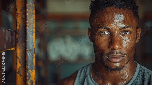 A professional athlete standing confidently in front of a locker room mirror looking determined and focused as they mentally prepare to address negative comments and criticism on social media photo