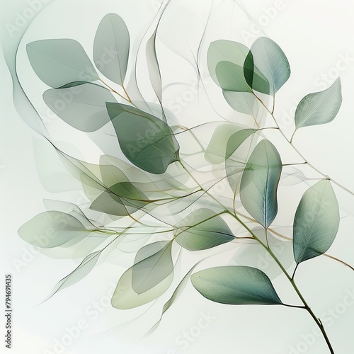 Eucalyptus leaves on a white background.