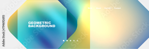 The geometric background features a gradient of azure and aqua tints and shades, resembling electric blue and magenta hues. It is perfect for a logo or display device with a modern, vibrant design