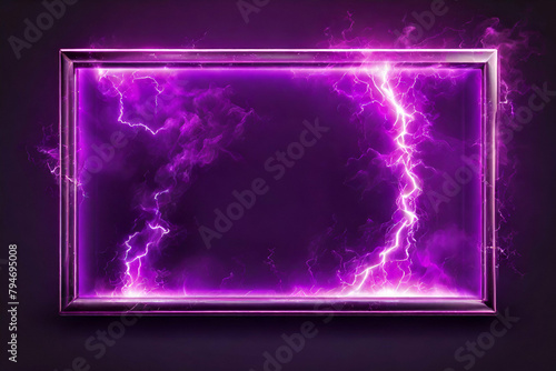 frame decorated with neon purple toxic smoke and lightning