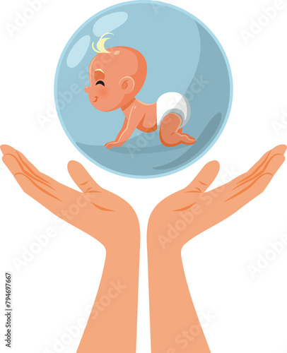 Little Baby Suffering from Lactose Intolerance Vector Cartoon illustration. Child regurgitating its meal after overfeeding session 
