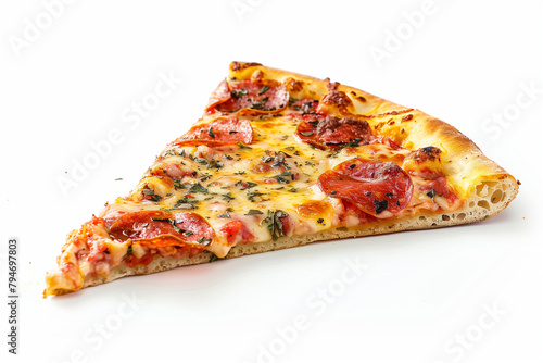 slice of pizza on white background 