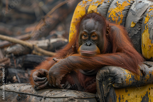 Orangutan Homeless After Deforestation 