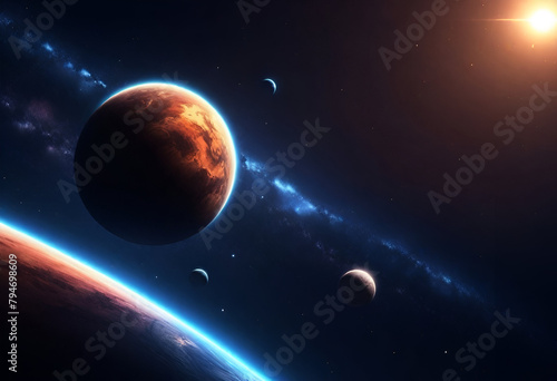 Universe Planets in Night Space 4K Image.
