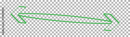 Straight green arrow. Long green arrow indication sign isolated on a transparent background. Vector illustration. EPS 10.