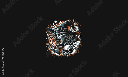 witch angry with smoke vector illustration artwork design