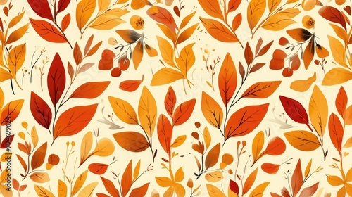 A autumn inspired pattern featuring beautifully colored leaves for use as a texture or background