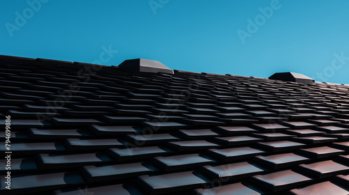 Dynamic view of black roofing tiles roofing company service