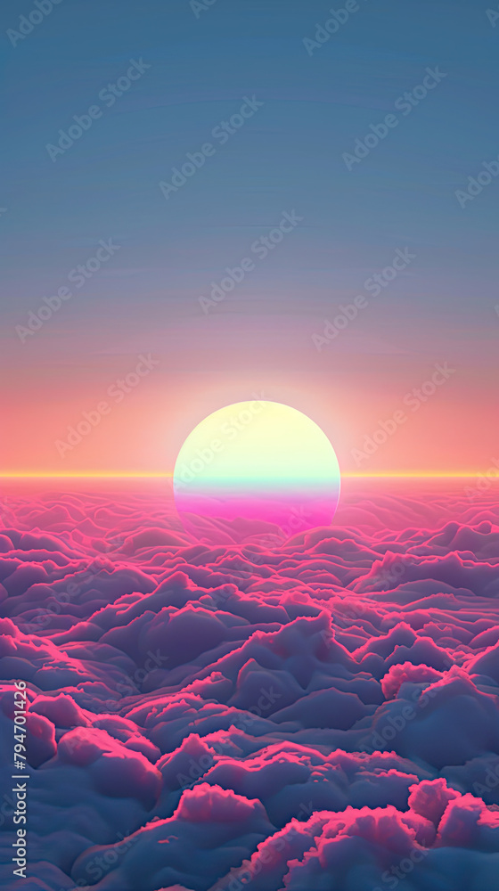 sunset rollercoaster fantasy above the clouds candy color - obrazy, fototapety, plakaty 