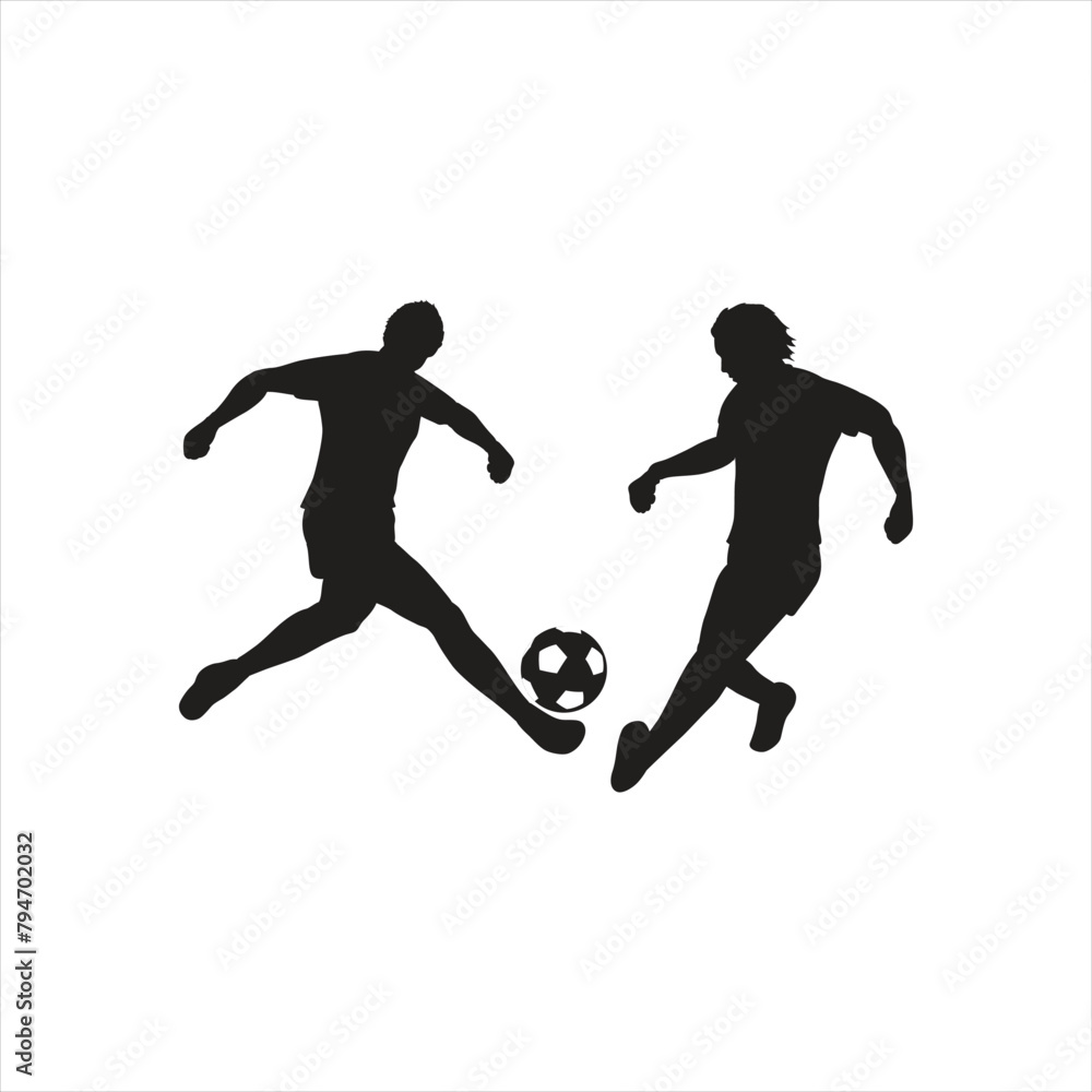 football player silhouette creative illustration vector of graphic , football player silhouette illustration vector , vector soccer player silhouette illustration for banner graphic 