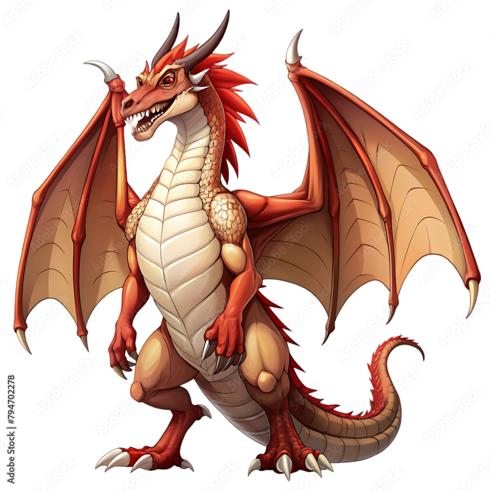 Naklejka premium dragon with wings sitting transparent background