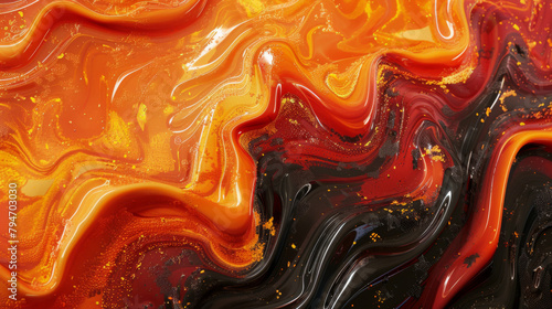 Obraz na płótnie molten lava liquid texture shape background in orange and black w salonie