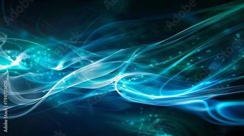 Obraz na płótnie Blue energy whispers flowing on a dark background w salonie