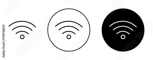 Wifi line icon set. wi fi signal wave vector icon. internet connection signal icon in black color.