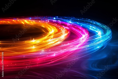 Vibrant light trails on dark background