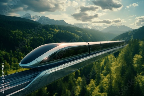 The future of transportation is here. The Hyperloop is a new type of train that can travel at over 600 miles per hour. photo