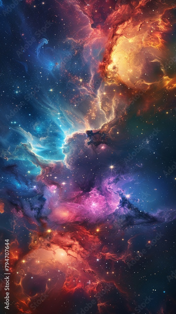 A beautiful space nebula with vibrant colors. A beautiful space nebula with vibrant colors.