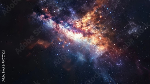 A stunning galaxy background featuring dynamic nebulae in the depths of space