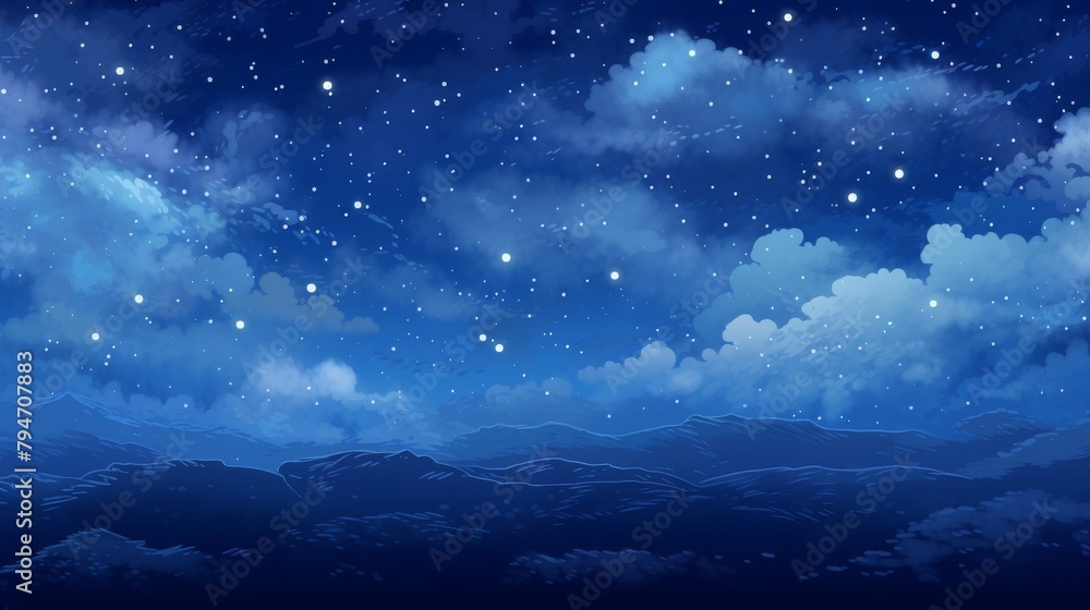 A beautiful starry night sky with clouds