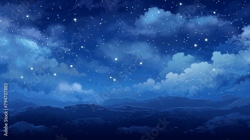 A beautiful starry night sky with clouds