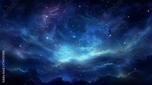 A beautiful starry night sky with blue and purple hues.