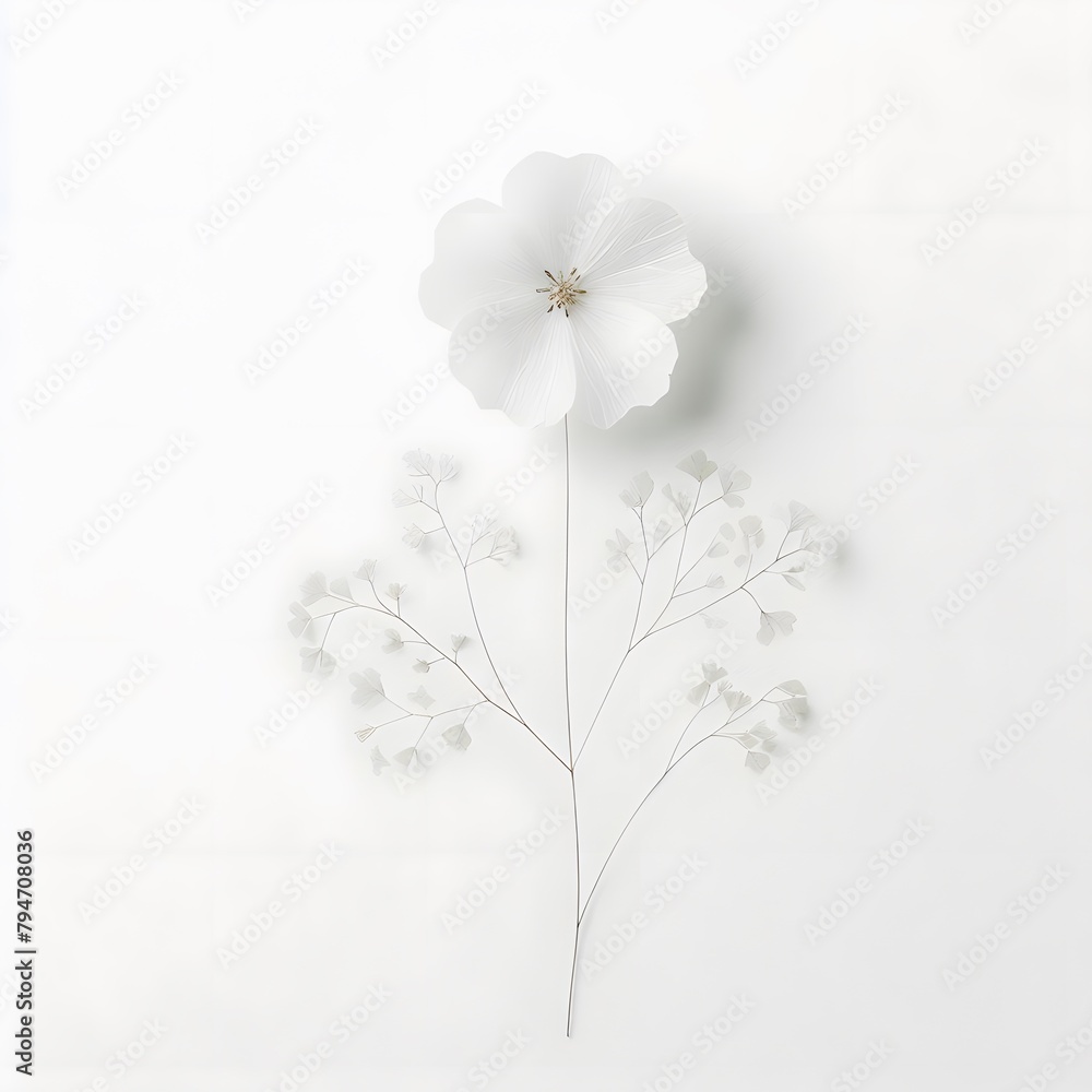 White daisy flower on white background. Minimalistic style. generated by ai White daisy flower on white background. Minimalistic style. generated by ai