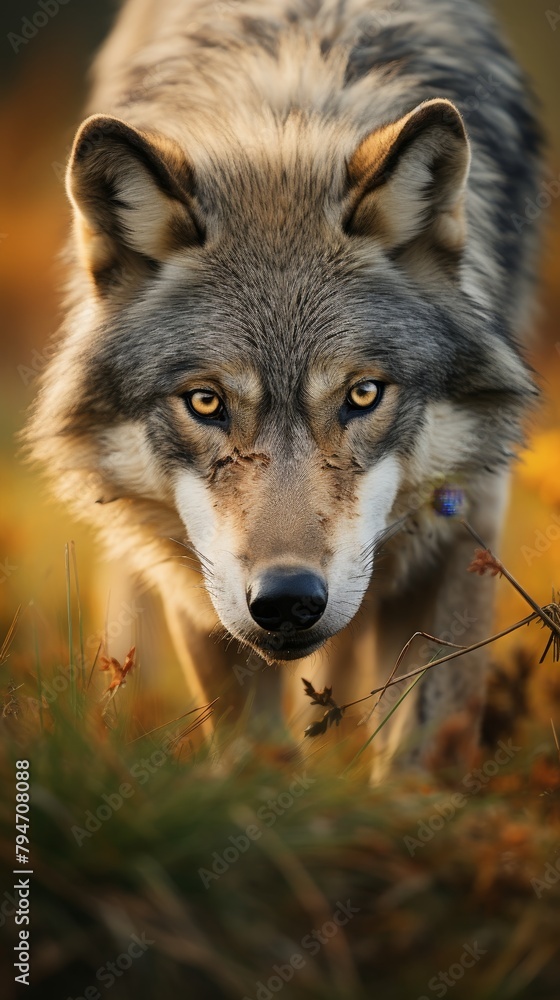 Fototapeta premium A close up of a wolf's face