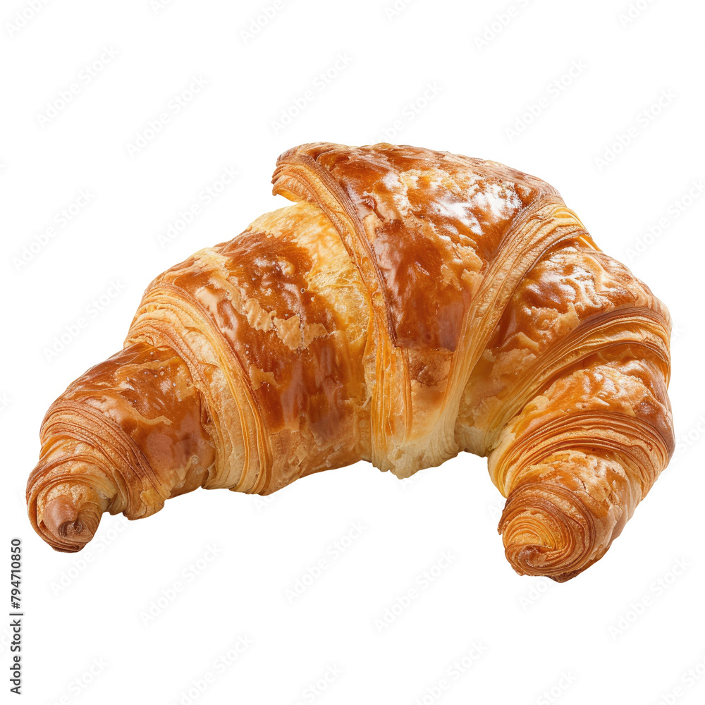 A croissant displayed against a transparent background
