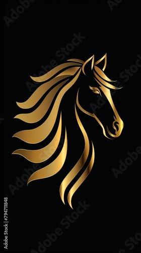 horse 12 (Zodiac) The golden line image of the Rat on a black background can create a feeling of luxury and elegance. The simplicity of the design may make it memorable and easily remembered. © Saowanee