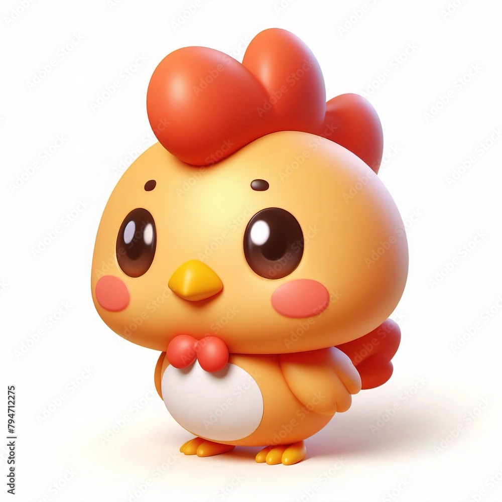 Naklejka premium 3D chicken chibi