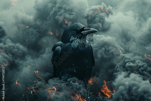 person with a devil,
Birds Amidst Smoke Nature's Cry Against Air Pollution photo