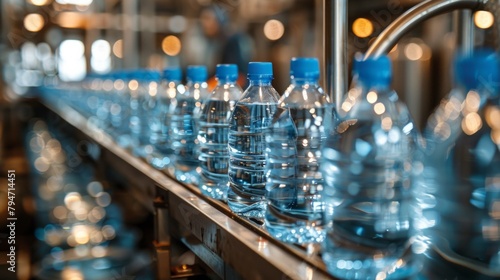 Water bottling process in a modern facility  AI Generative.