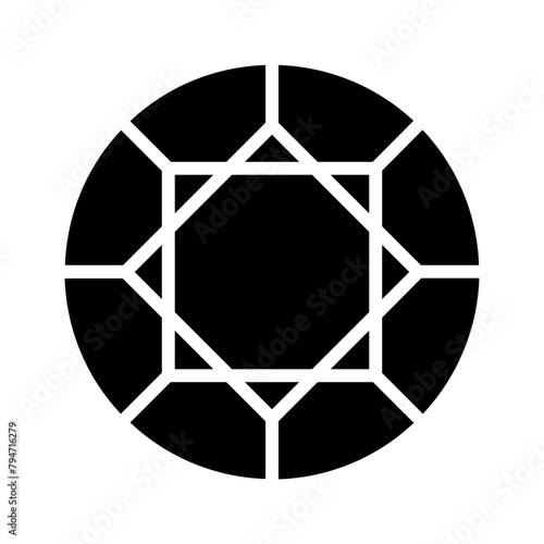 Vector solid black icon for Round diamond