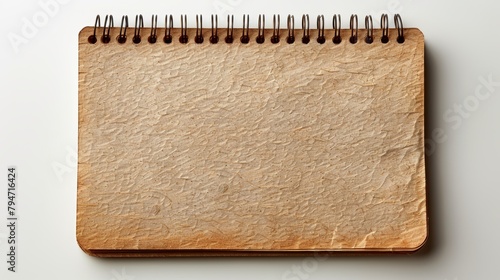 Open notebook with lined pages on a white background
