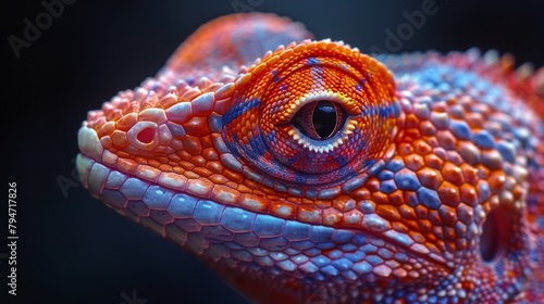 Macro photography of a lizard's skin, showcasing the scales, AI Generative © sorapop