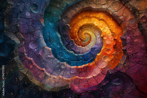 Hypnotic spirals of color spiraling into infinity  drawing the viewer into a vortex of abstract beauty and contemplation.