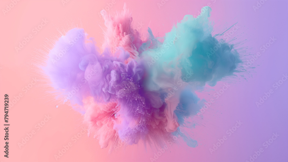 Amazing Bright colorful explosion of powder. Freeze motion of color powder exploding. fun and minimal concept for Holi festival India  or colorful explosion smoke  high speed  photography