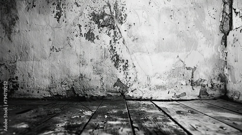 black and white tintype of a white wall, close up of wall without floor  photo