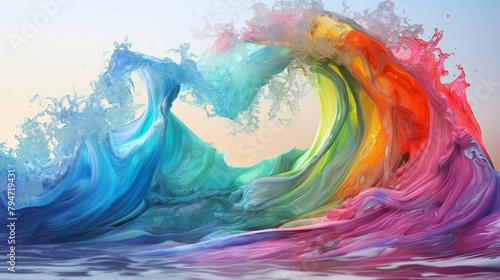 Wave Abstract Background With Rainbow Color Background