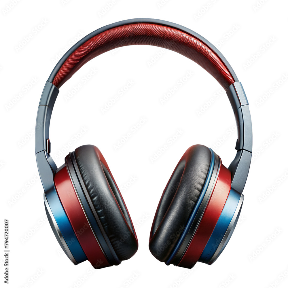 Wireless Over-Ear Headphones With Red Accents on Transparent Background Wireless Over-Ear Headphones With Red Accents on Transparent Background