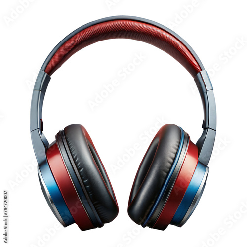 Wireless Over-Ear Headphones With Red Accents on Transparent Background