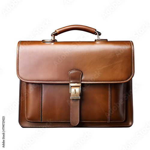 Brown Briefcase on Transparent Background
