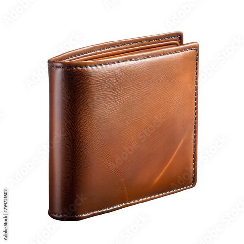 Brown Leather Wallet on Transparent Background