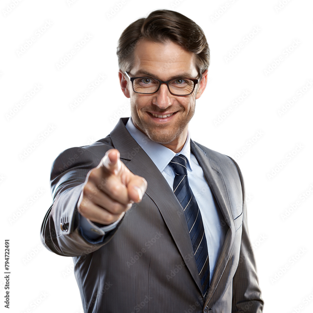 Businessman in Suit Pointing at Camera Businessman in Suit Pointing at Camera