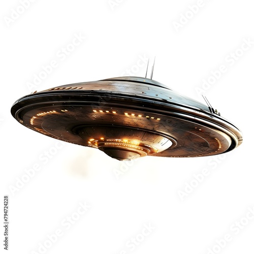 ufo on a ship on white background, Free vector a sticker template with ufo or fighter aircraft isolated on white  photo
