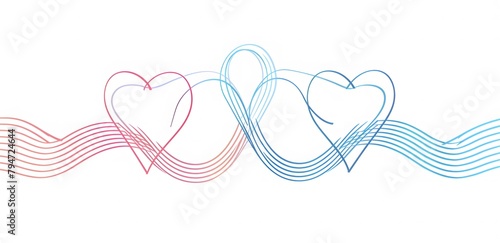 simple line art of two hearts on a single wavy path
