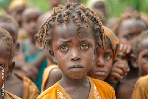 Generative AI : group of third world country children looking upset.